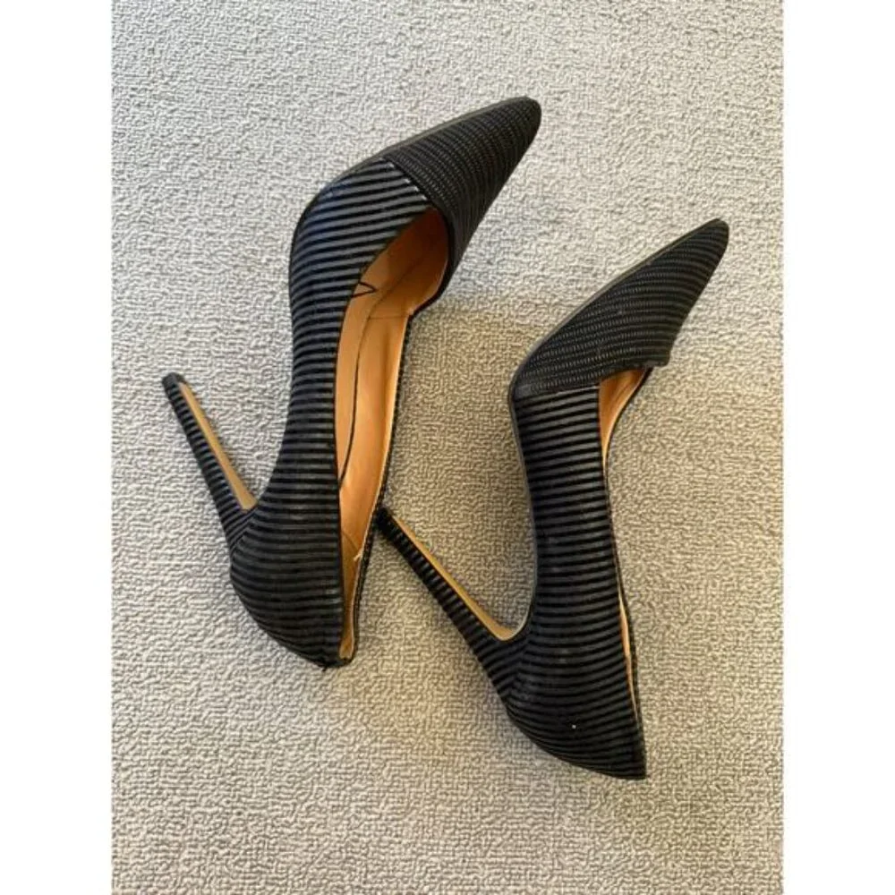 EXPRESS Women's Size 8 Black Ribbed Pointed Toe D'Orsay Stiletto Heels - Picture 11 of 12